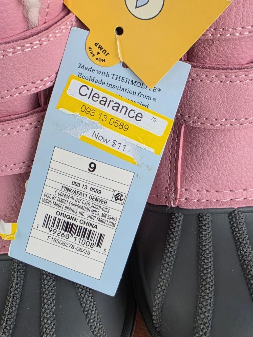 Cat & Jack Pink and Gray Kids Snow Boots with Fleece Collar